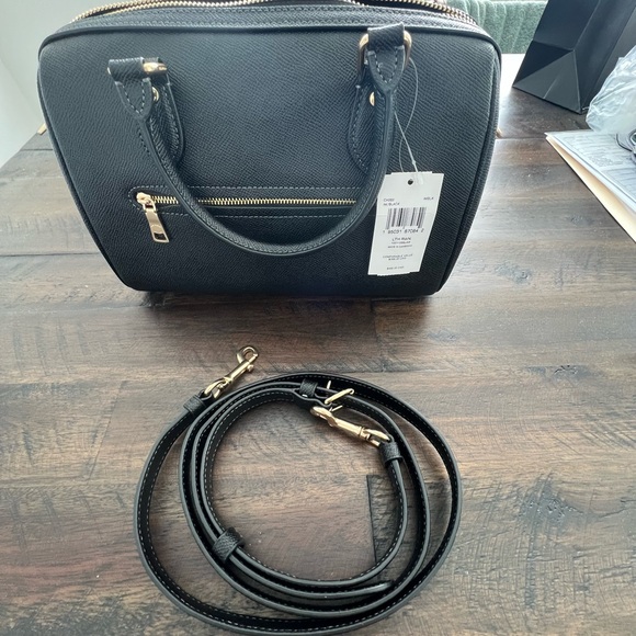 Coach Black Leather Rowan Satchel with Gold Accents - Picture 4 of 6